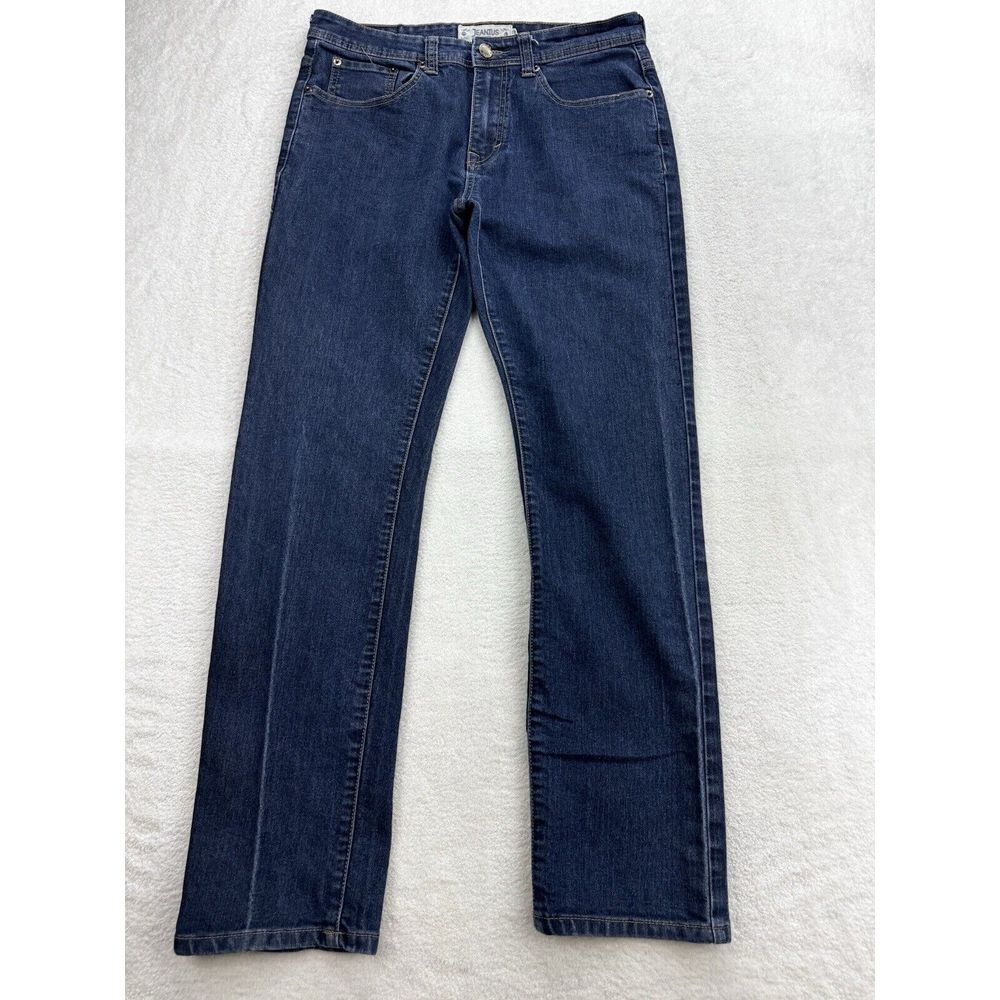 Akademiks Jeanius  Dark Denim Jeans Men‎ 32x32 Straight Leg Mid Rise Blue Denim